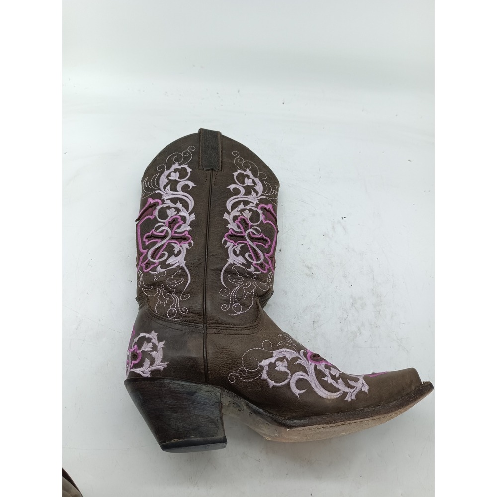 Womens JUSTIN Sepia Calf Cowboy Boots Size 7.5 B Purple Cross  L 4350 s7 - Picture 7 of 7